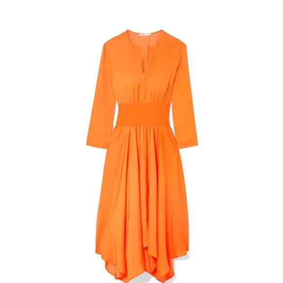 maje dress orange Fully embroidered dress Yellow / Orange For Women